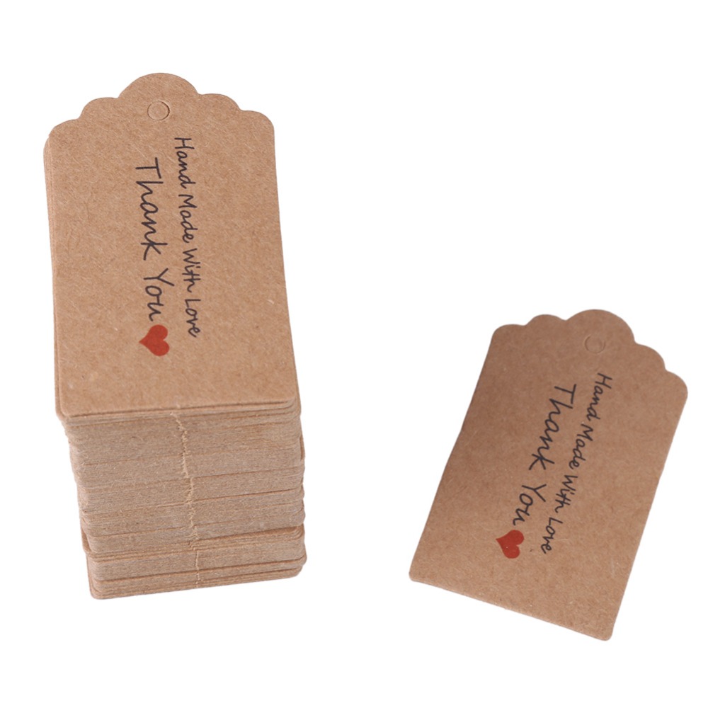 Kraft Hang Tag - 100 ชิ้น ป้ายแขวนกระดาษคราฟท์ทำมือ สีน้ำตาล ขนาด 5