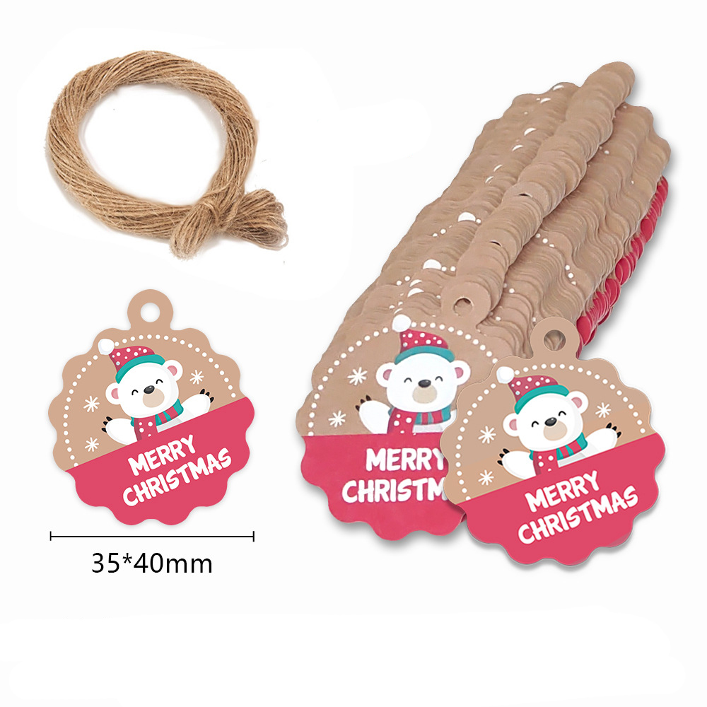 Kraft Hang Tag - ป้ายสุขสันต์วันคริสต์มาส100ชิ้นป้ายกระดาษคราฟท์แท็กแบบ DIY ของประดับตกแต่งห่อของขวัญของขวัญการ์ดแท็ก