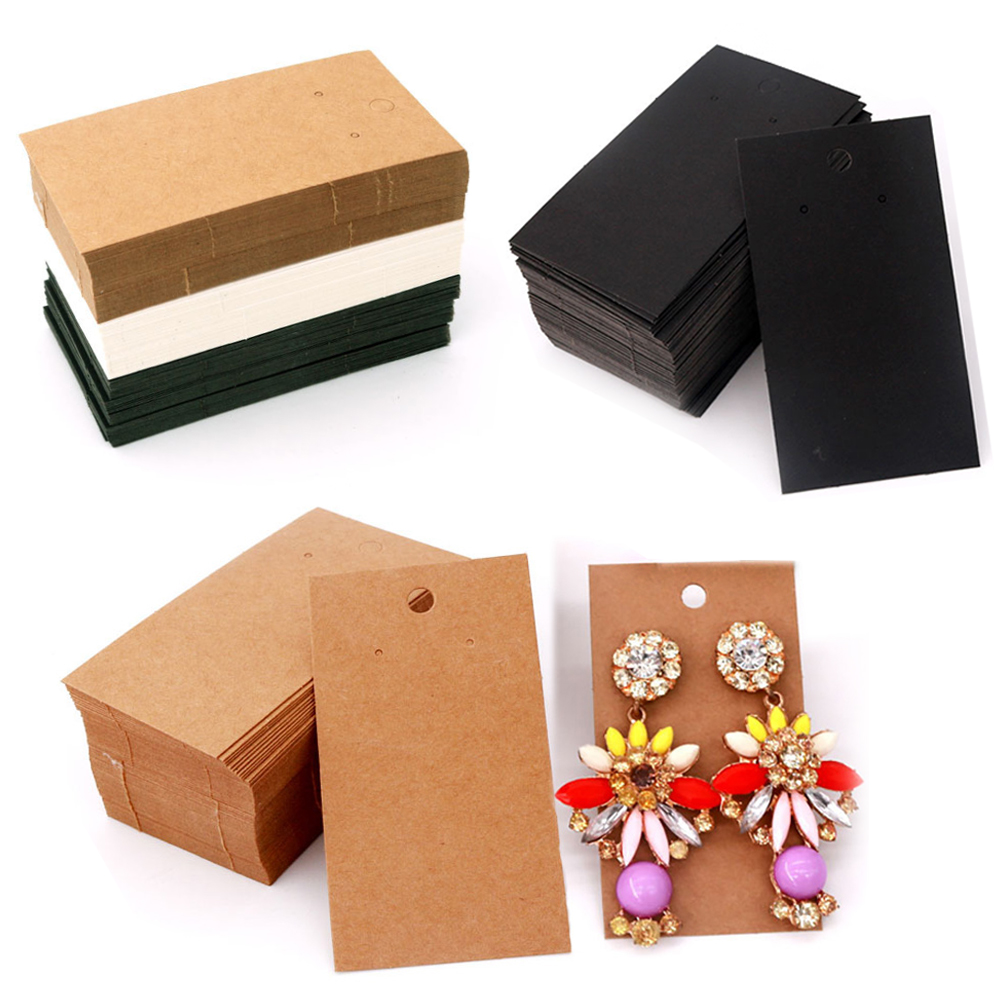 Kraft Hang Tag - 50pcs ต่างหูการ์ด 5x9 ซม.เปล่ากระดาษคราฟท์ป้ายสําหรับ DIY เครื่องประดับการ์ด
