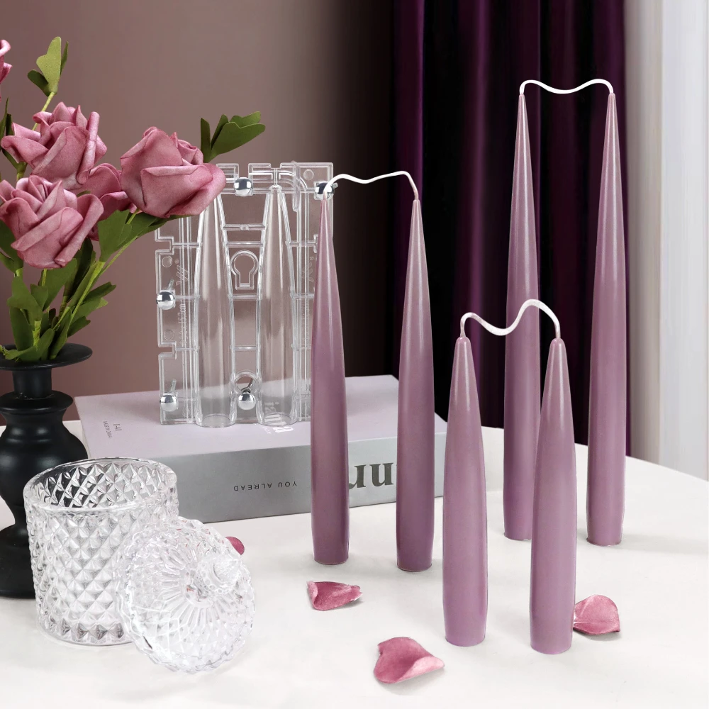 Candle Making Supplies For Beginners - Double Pointed คอลัมน์เทียนอะคริลิคแม่พิมพ์เชื่อมต่อกระบอกเทียนพลาสติก Moldwedding Decor บ้านเชิงเทียนทําเครื่องมือ