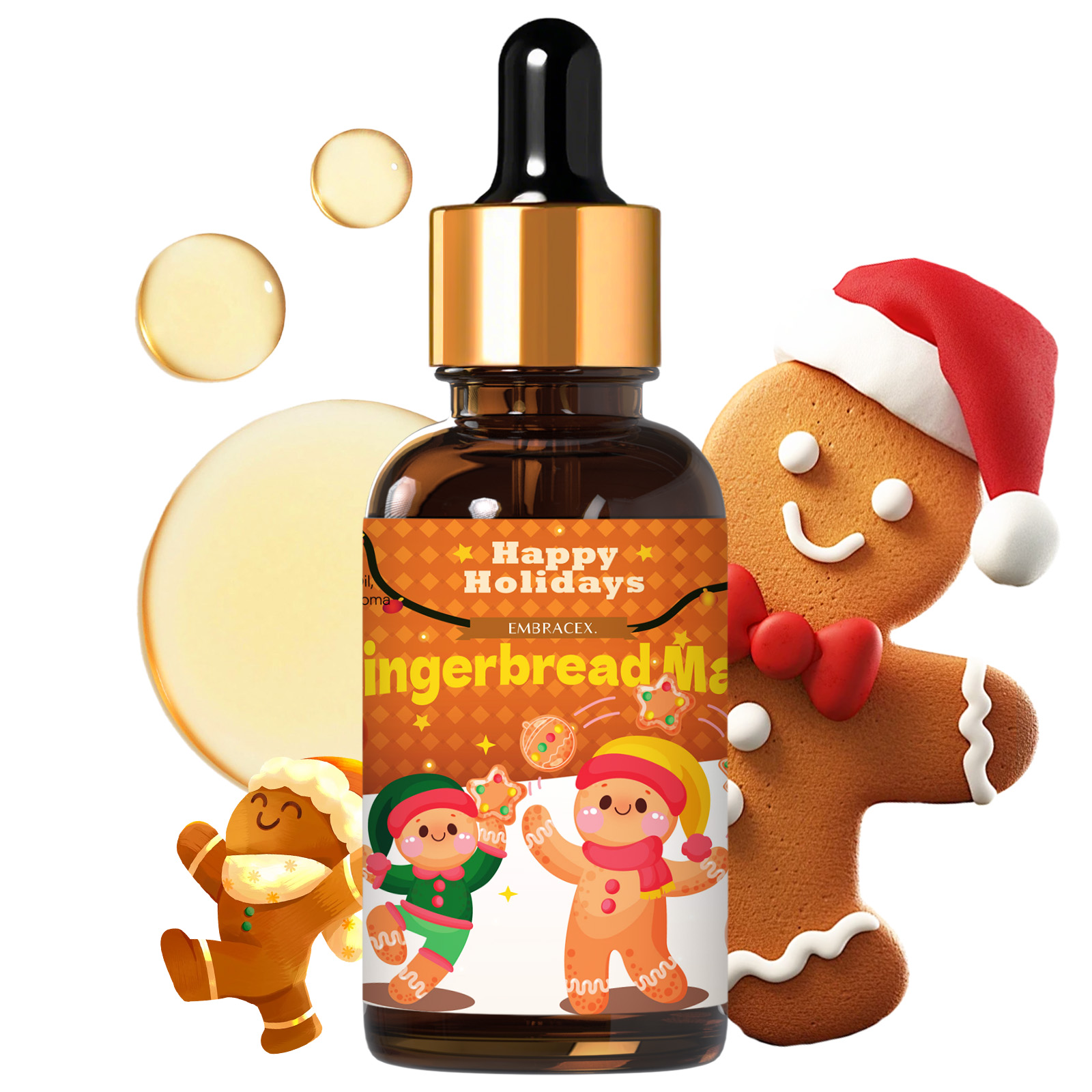 Candle Supplies Essential Oils - น้ำมันหอมระเหยรูปคนขนมปังขิง 30 มล. ของใช้ในรถยนต์, ของขวัญทำเทียนหอมสดชื่นสำหรับเพื่อน, กลิ่นหอมอบอุ่นสำหรับคริสต์มาส,