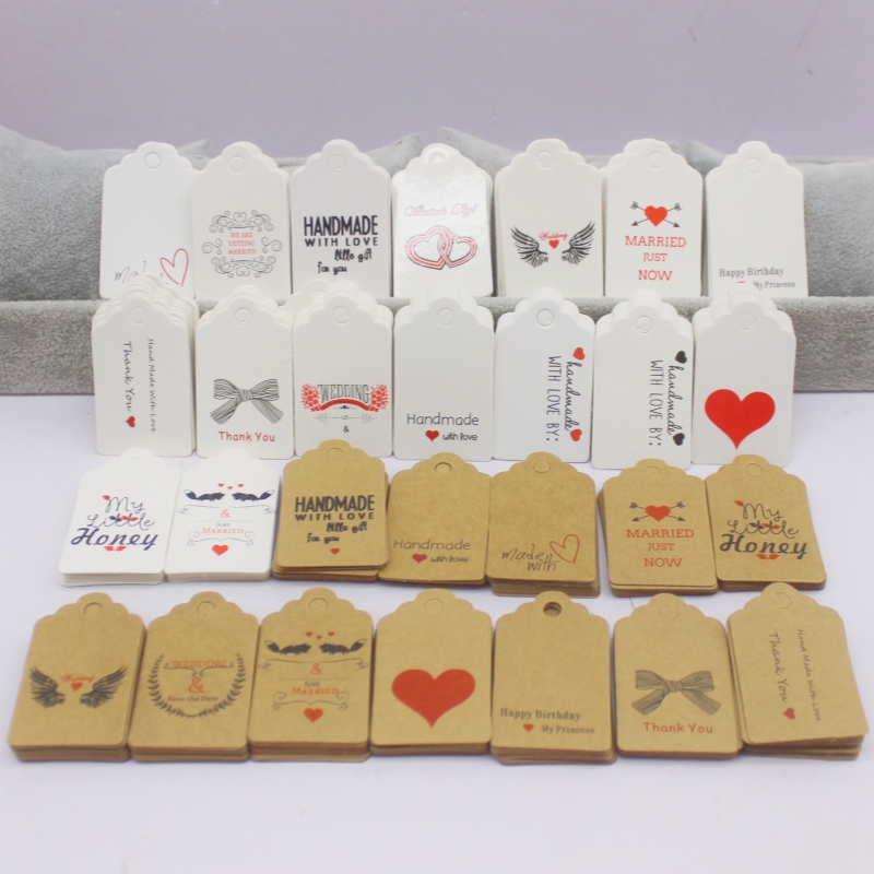 100ชิ้น+ 100สาย3x5ซม. สีขาว/กร - Kraft Hang Tag บทวิจารณ์และราคา