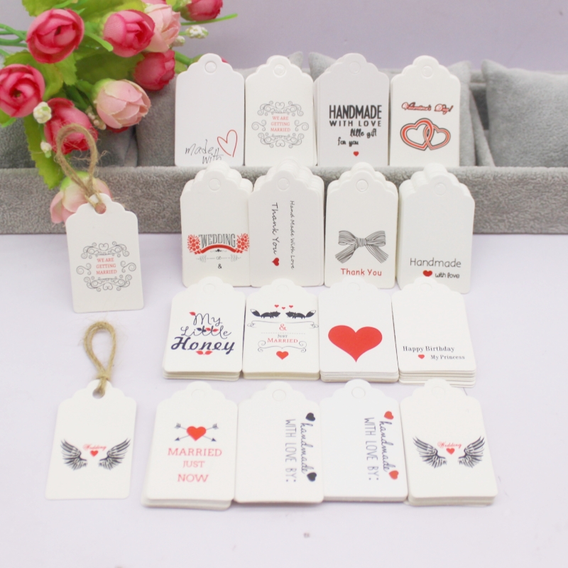 100ชิ้น+ 100สาย3x5ซม. สีขาว/กร - Kraft Hang Tag บทวิจารณ์และราคา